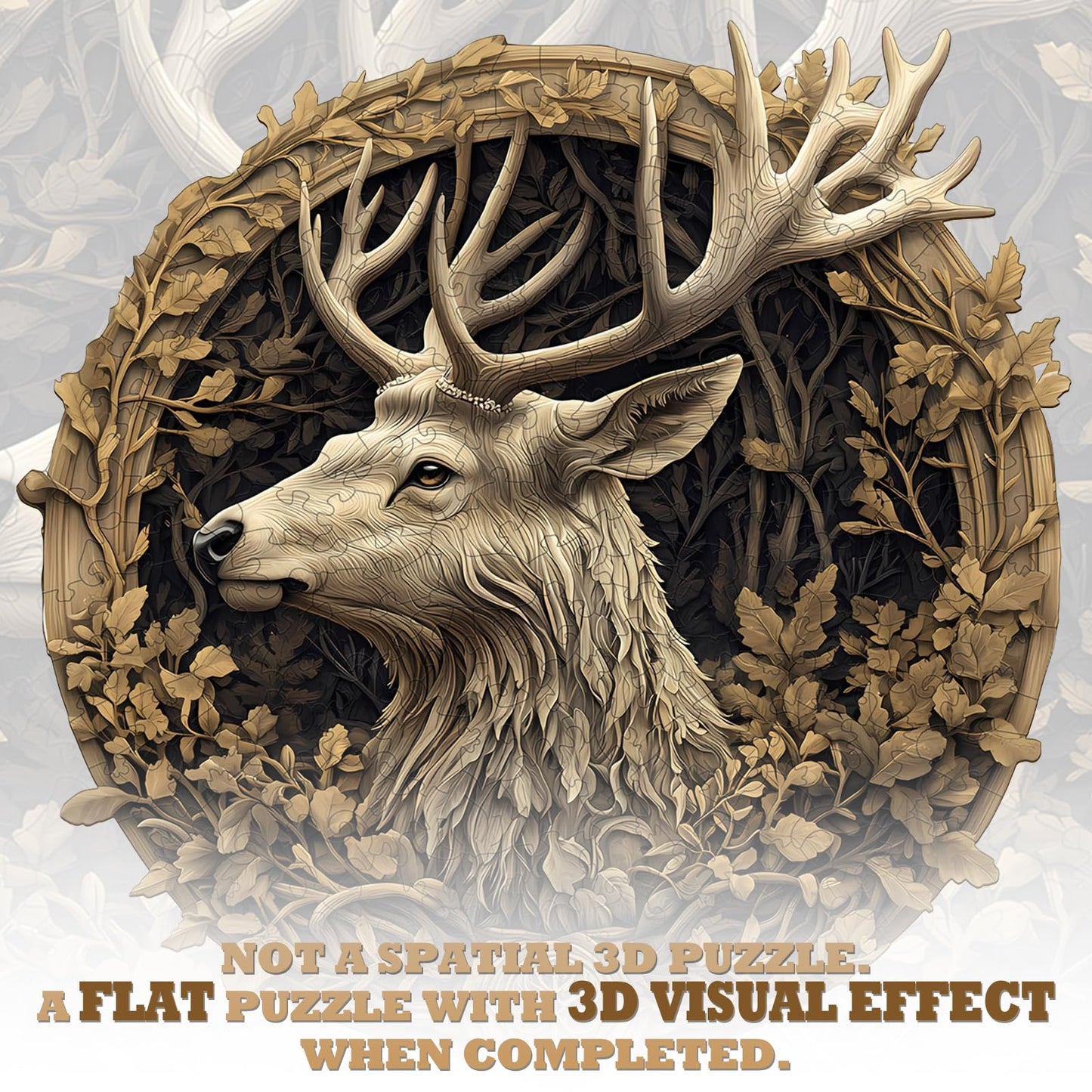 Wooden Puzzles for mature-themeds  Deer Wooden Jigsaw Puzzles Unique Shape Advanced Wood Puzzle mature-themed  3D Vision Effect Flat Puzzle Fathers Birthday Family Game (13.4 * 13.2in 295pcs)