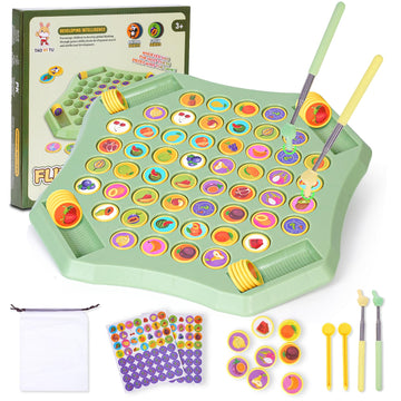 Gencokok 54Pcs Fruit Flip Chess Memory Chess Game, Animal Flip Matching Chess Board, Memory Chess Game For Kindergarten Gatherin