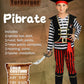 Yorborgor Pirate Costume For Kids Pirate Outfit For Boys Pirate Cosplay Party Dress Up (Stripes, 3-4 Years)