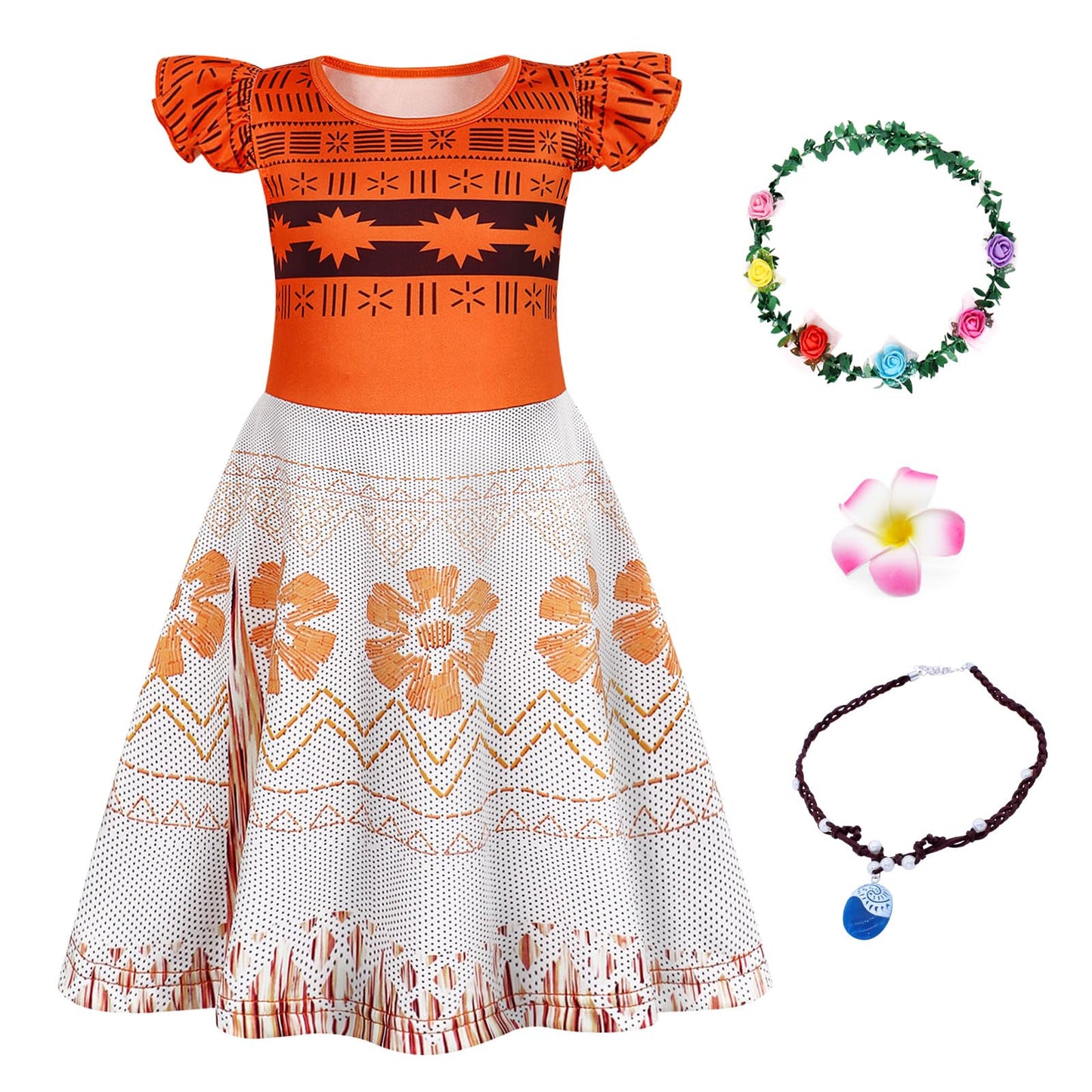 Eledobby Princess Costume For Girls Halloween Outfits Birthday Party Dresses 5T 6X Orange
