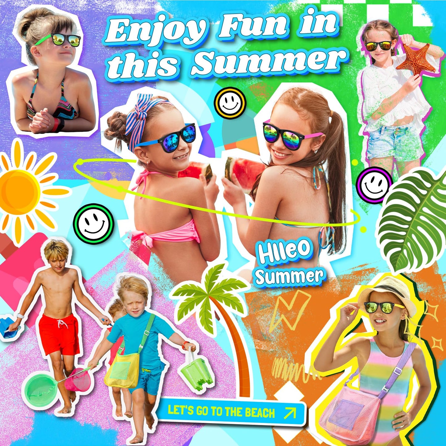 Kids Sunglasses Party Favors, 24Pack Neon Sunglasses with UV400 Protection in Bulk for Kids, Boys and Girls, Great Gift for Birt