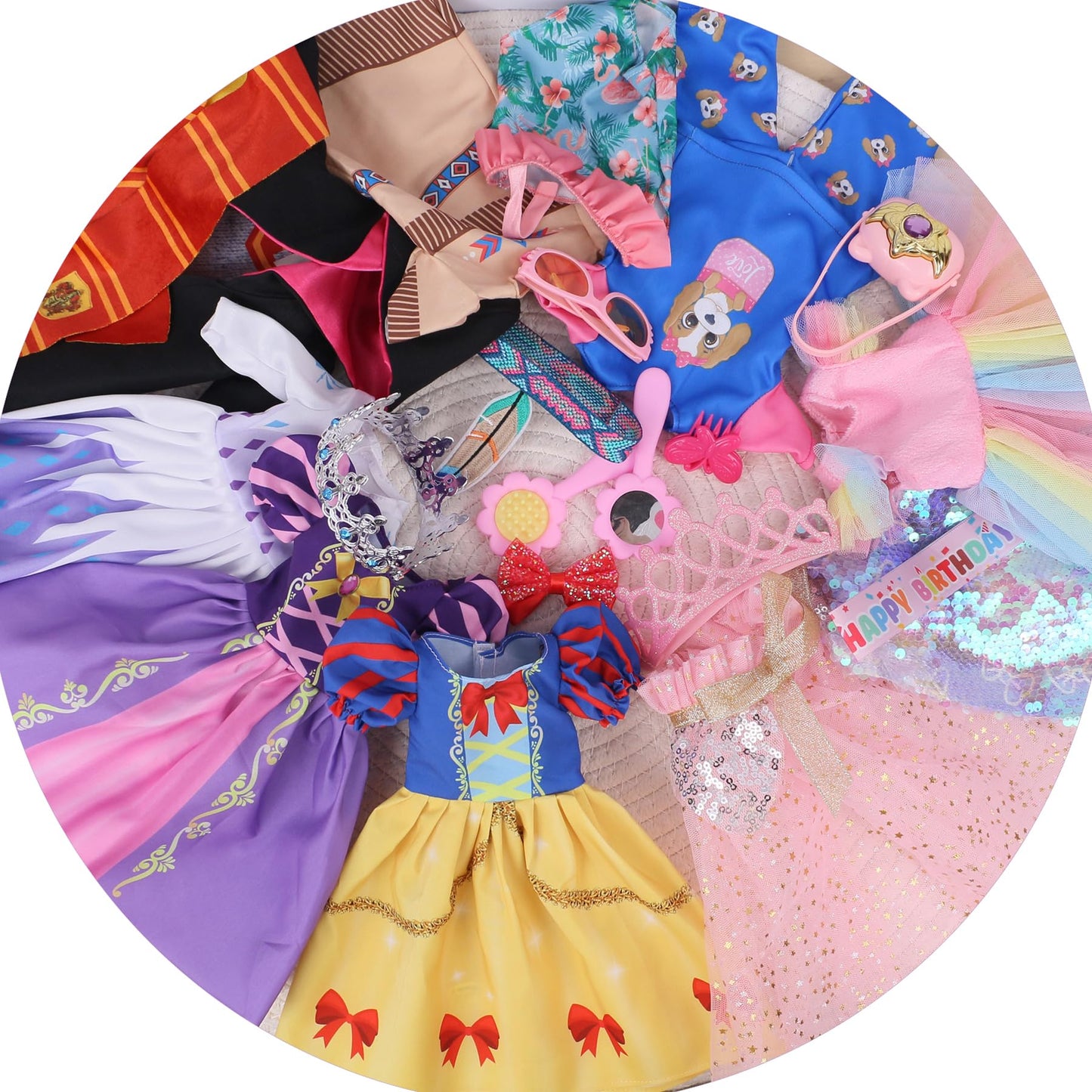 Haveahug 20 Pcs Glitter American Girl Clothes, For 14'' Baby Doll Clothes And Accessories (14 Inch Doll Girl Clothes)
