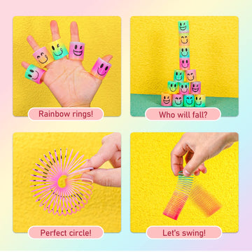 Azen 400 Pcs Mini Spring (4 Packsges) Party Favors For Kids 3-5 4-8, Goodie Bags Stuffers For Birthday Party, Classroom Prizes Kids Prizes Fidget Toys, Small Bulk Toys Gifts (4 Smile)