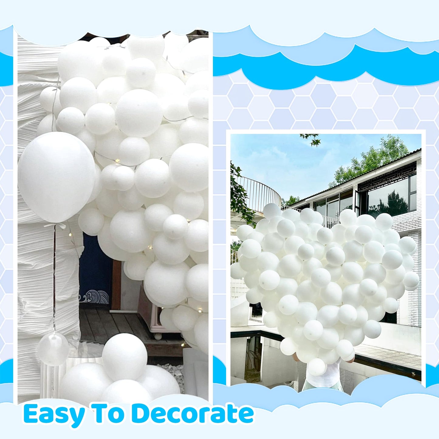 200 Pieces White Balloons Different Sizes 5 10 12 18 Inch White Balloon Arch Kit White Balloon Garland White Latex Balloon For B