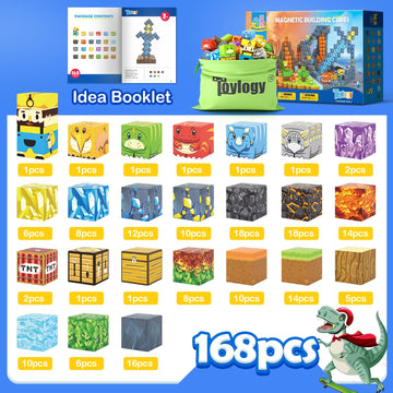 168Pcs Magnetic Blocks-Build Mine Magnet World Dinosaur & Mine Edition, Building Outdoor Sensory Toys For Kids 3-5, Stem Jurassi