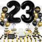 Katchon Black 40 Inch 23 Balloon - Birthday & Anniversary Decorations For Women & Men - Reusable, Self Sealing, Foil, Number Balloon
