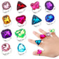 RICHNESS Adjustable Little Girl Jewel Rings Kids Gift Play Rings Multi Shapes Colorful Princess Pretend Jewel Rings Box Packed 1