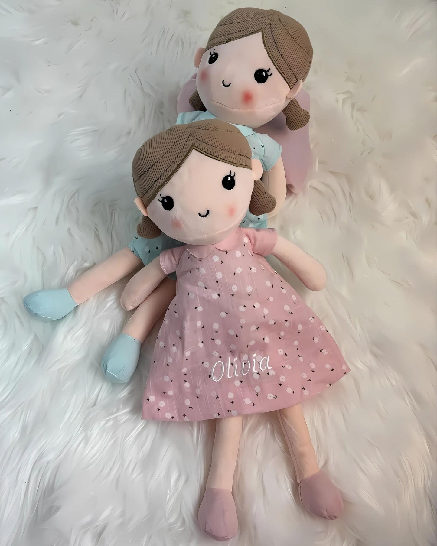 Linzy Personalized 15 Soft Plush Light Pink Emily Rag Doll with Embroidered Name - My First Rag Doll for Girls  Mueca de Trapo Personalizada  Customized Snuggle Toy for Kids