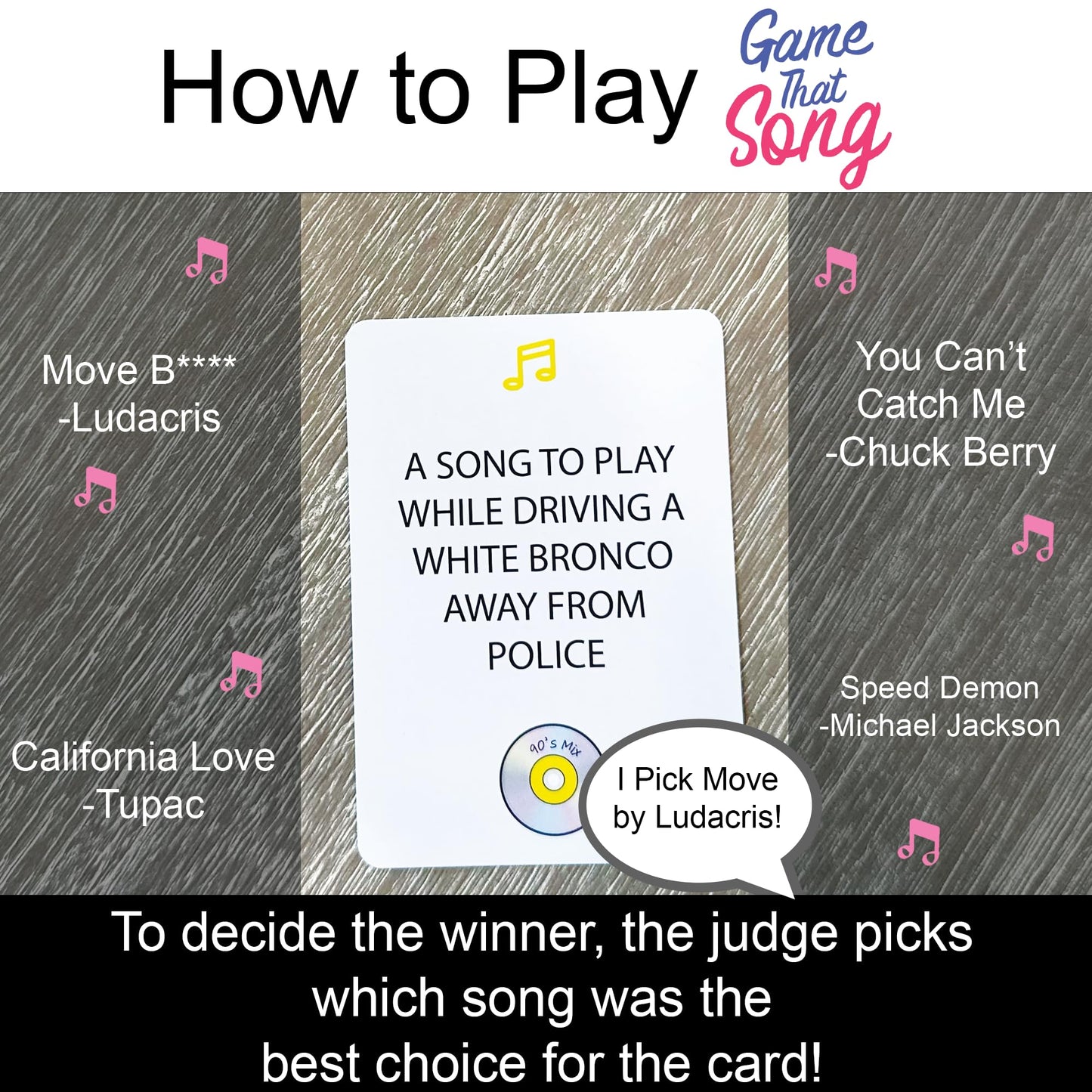 Game That Song 90's Mix Expansion - 50 New Cards - Cardstock - Family Fun Game for Adults & Teens - White/Off-White