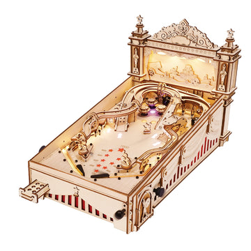 Rowood Wooden Puzzles 3D Pinball Machine Mechanical Model Wooden 3D Puzzles for mature-themeds DIY Pinball Game Wooden Puzzle-Model Building Kits Christmas Birthday Gifts for mature-themed and 14+ Teens