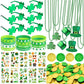 DMIGHT 163Pcs St. Patricks Day Accessories Party Favor Set, Tattoo Stickers, Necklaces, Bracelets, Shamrock Glasses, lucky Coin