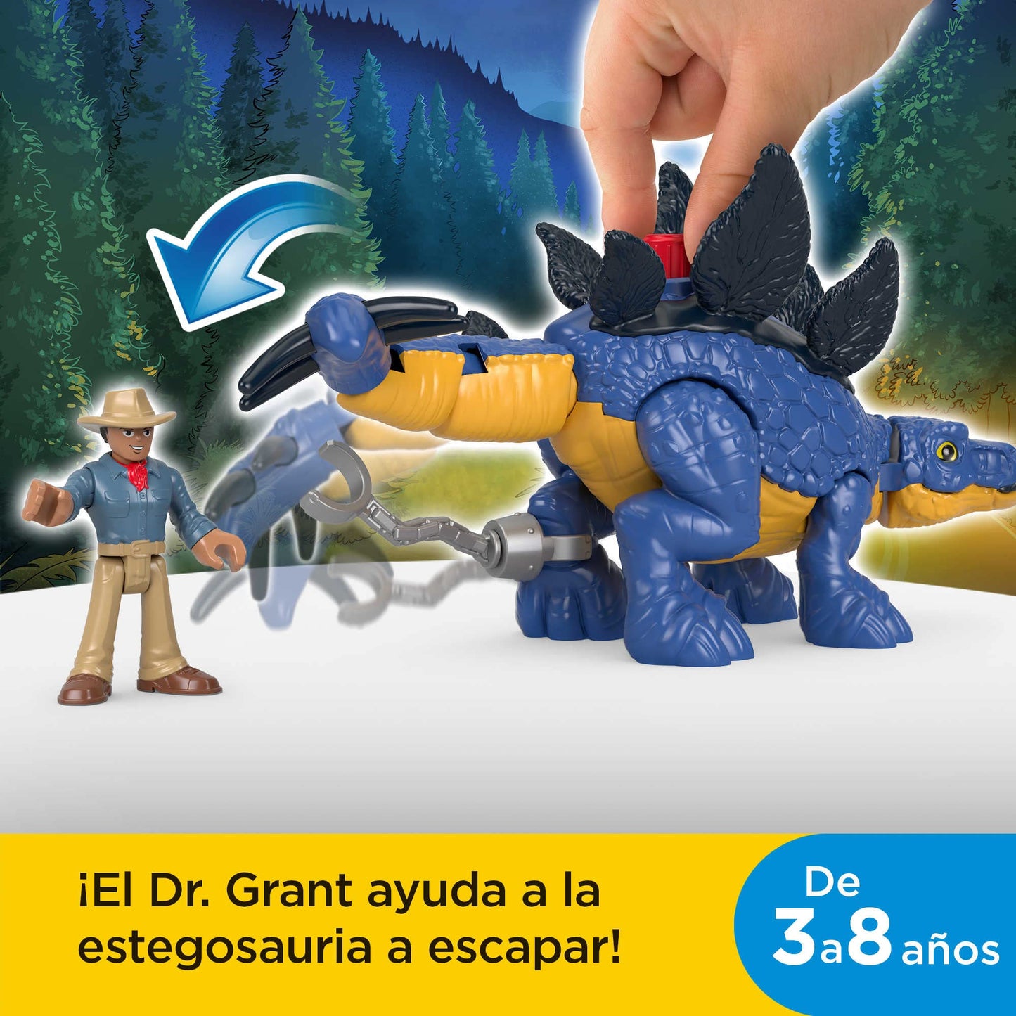 Fisher-Price Imaginext Jurassic World Dinosaur Toy Stegosaurus & Dr. Alan Grant Figure Set for Pretend Play Preschool Kids Ages