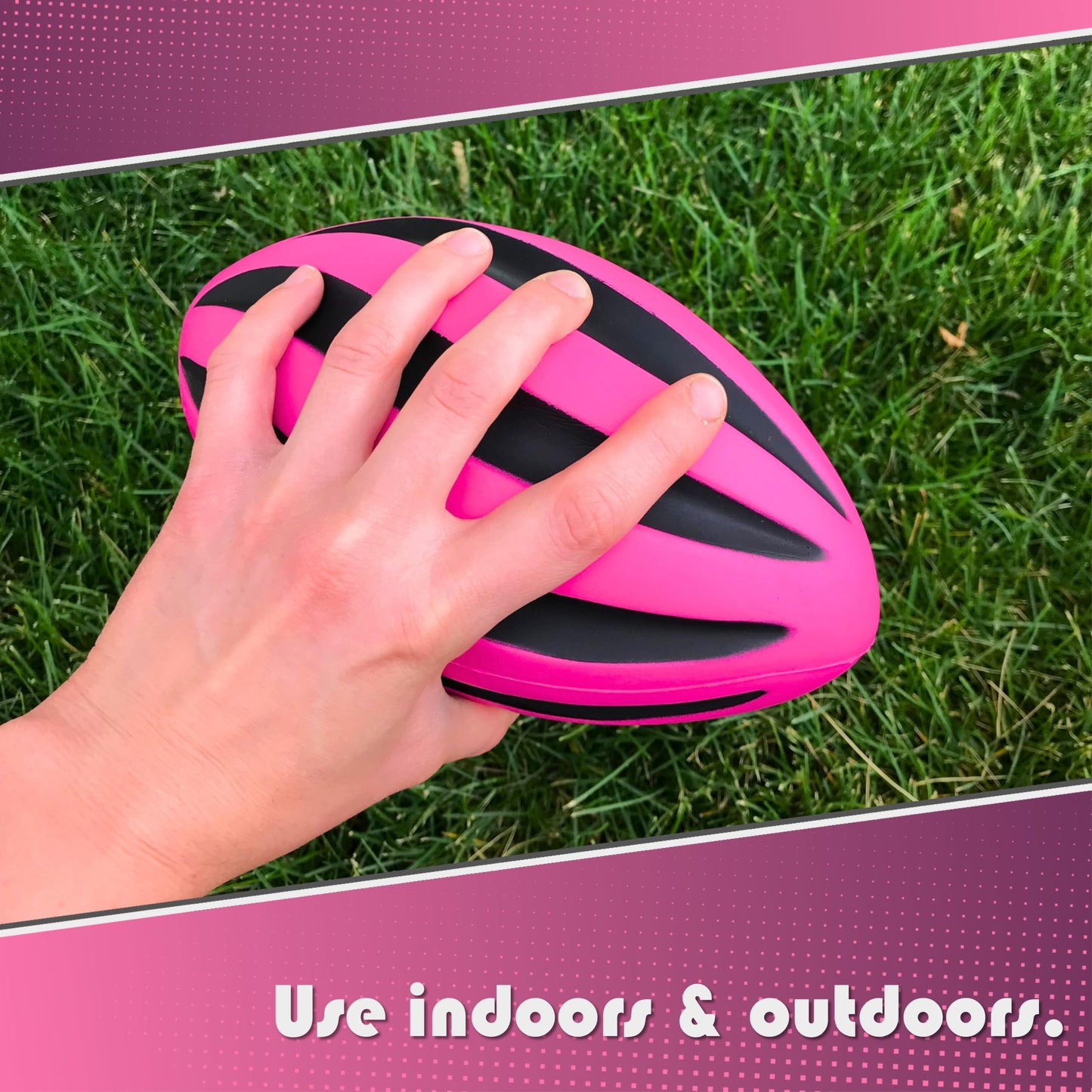 LMC Products Spiral Foam Football - Soft Foam Football for Kids - Each Quality Kids Football is 9 Inches - mature-themed & Toddler Football Youth - Small Football (Pink & Black)