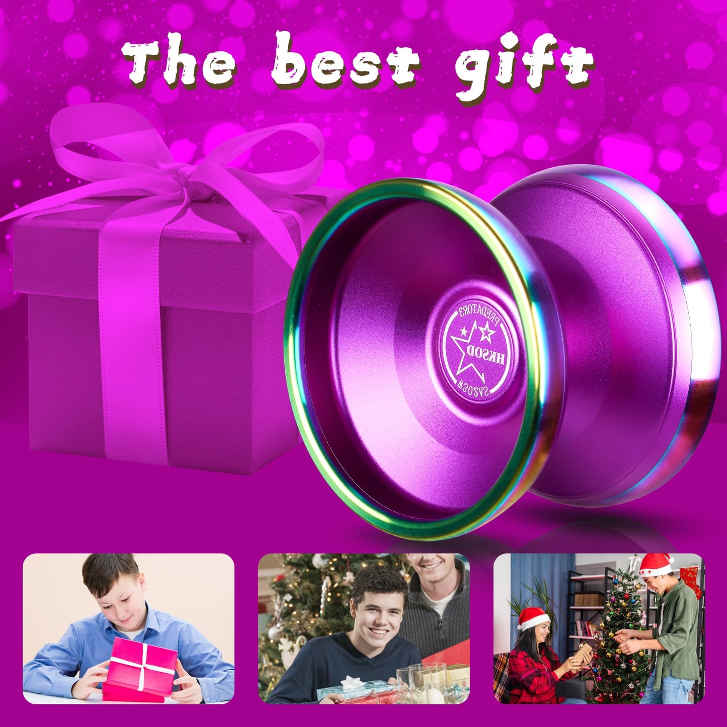 Hksod Professional Bi-Metal Yoyo Unresponsive Yoyo for mature-themeds Advanced Players Predator 3 trick yoyo with enhanced YOYO Bearings with Yo-Yo Accessories- Purple