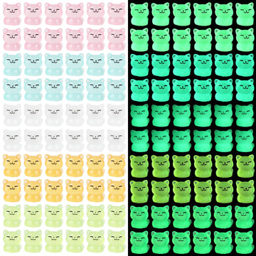Ccinee 60Pcs Luminous Mini Cat Miniauter Figures Glow In The Dark Resin Cat Figures Micro Fairy Ornaments Tiny Cats Miniature For Bag Cake Topper Birthday Party Favors