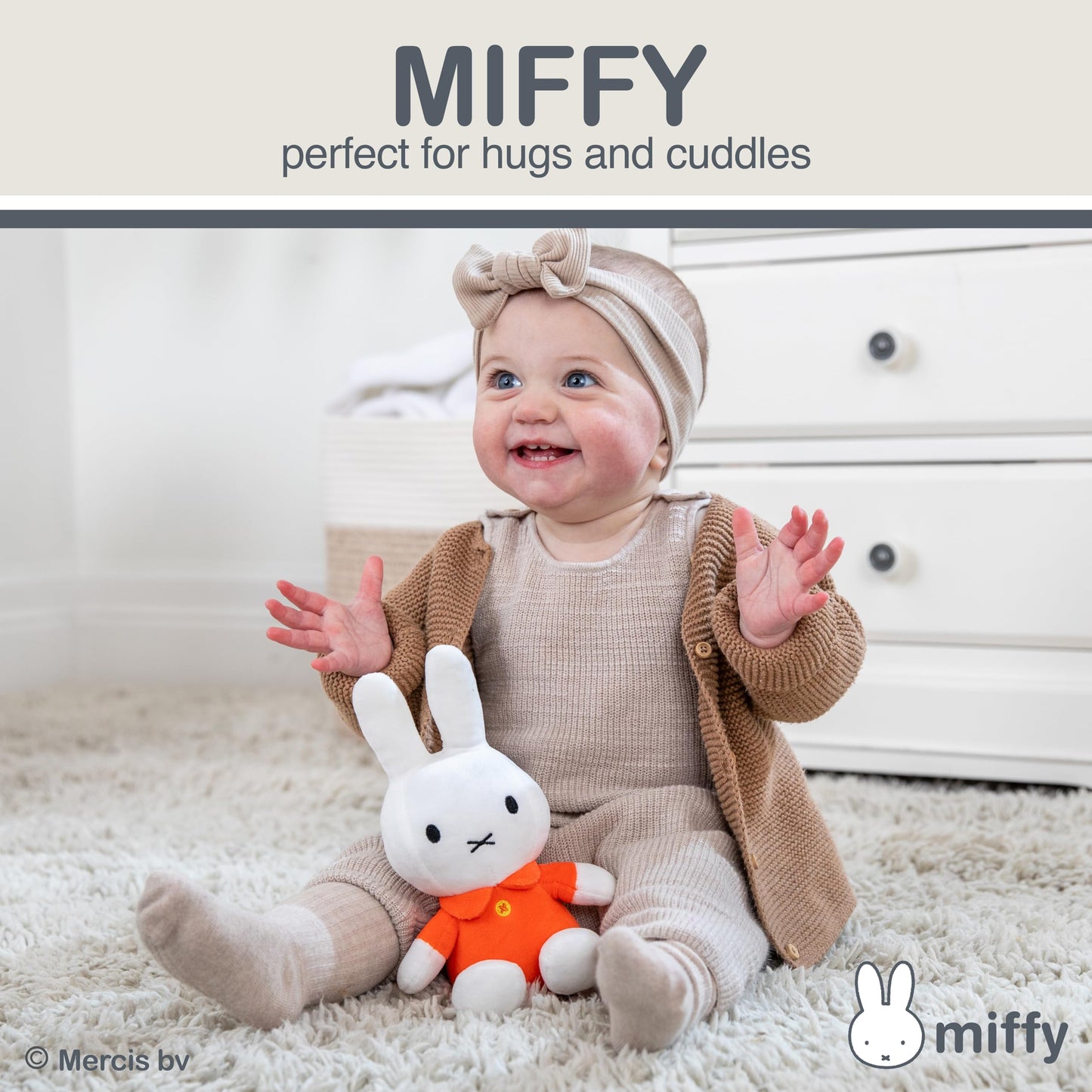 KIDS PREFERRED Miffy Plush Toy, 8 Inch Sitting Dutch Bunny Plush from Dick Bruna, Soft Boa Rabbit Bunny Stuffed Animal Plushie D