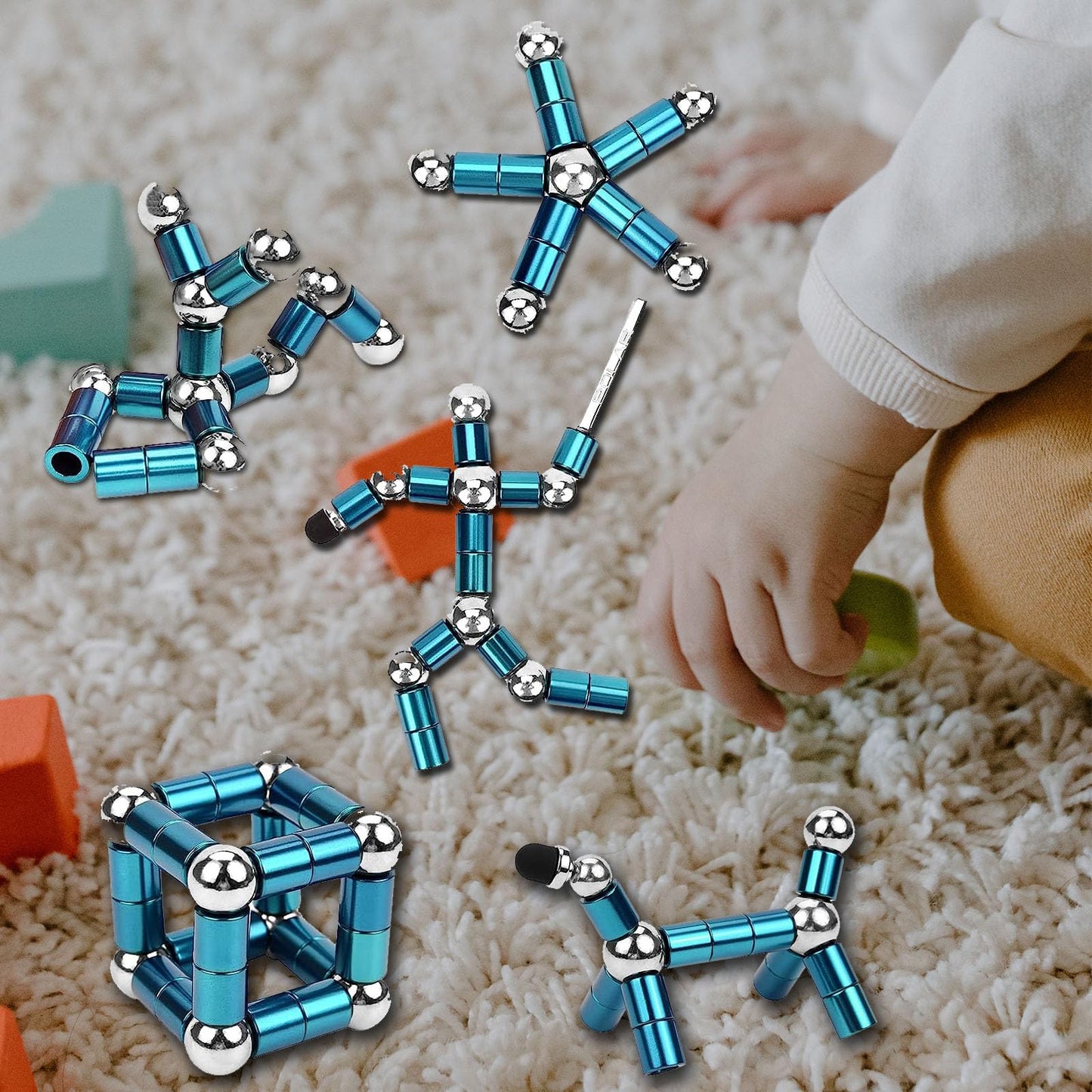 Wqwquu Fidget Pen,Magnetic Pen, Decompression Magnetic Toy Pen,Magnet Pen Fidget Toy Relieve Pressure Novel Toy Gift For Kids Or Friends! (Big Blue)