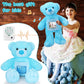 Leyndo Bear With Voice Recording Remembrance Stuffed Animal With Picture Recordable Messages Memorial Toy For Baby Shower Birthday Gift, Recording Gifts(14 Inch,Blue)