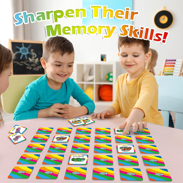 Aizweb Match Game,Memory Game, Vehicle 48 Pcs Toddler Card Games For Kids Ages 3 4 5 6,Flash Cards For Preschool Kindergarten Learning Activities,Educational Toys Homechool Supplies