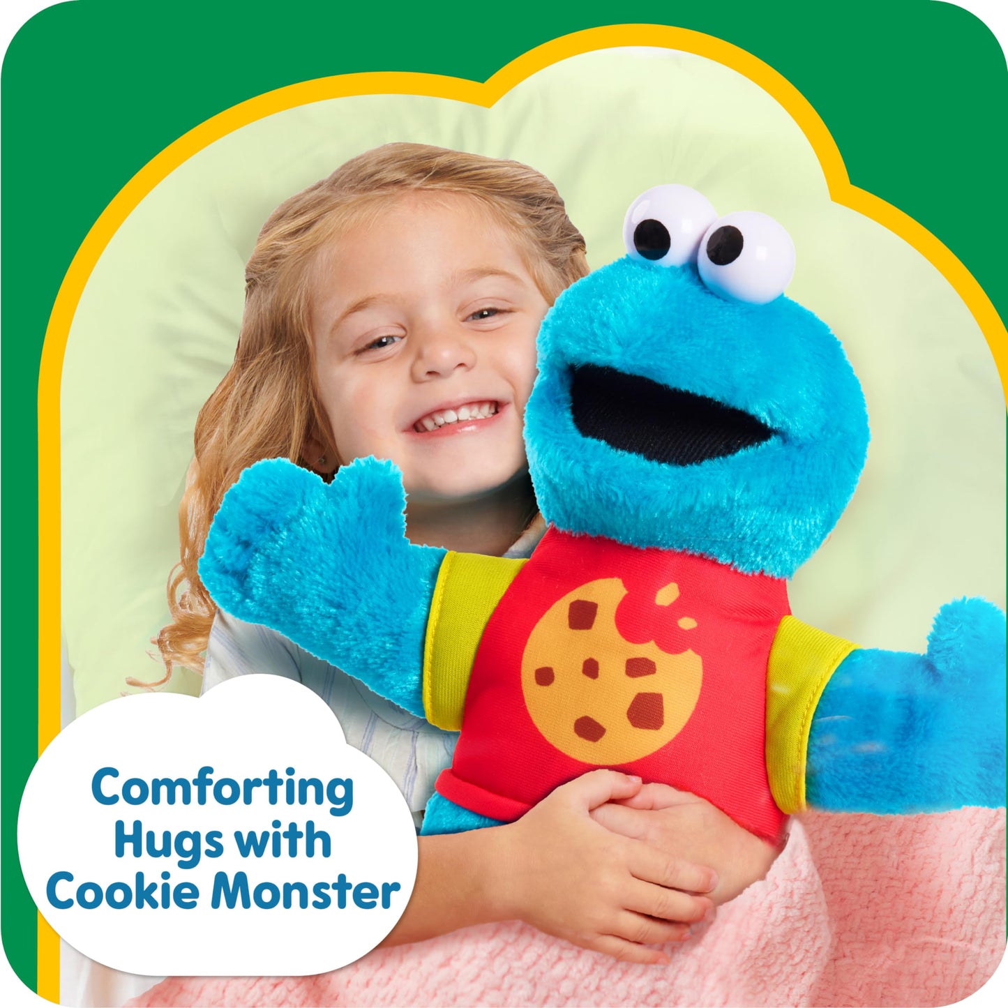 Just Play Sesame Street Cookie Monster Plushie, 13-inch, Blue, Fabric, Model 57652, Kids Toy for Ages 18 Months