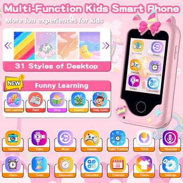 Kids Phone Toys For Girls, 3 4 5 6 7 8 Year Old Boys Girls Christmas Birthday Gifts For Kids, 2.8'' Touchscreen Smartphone Toddl