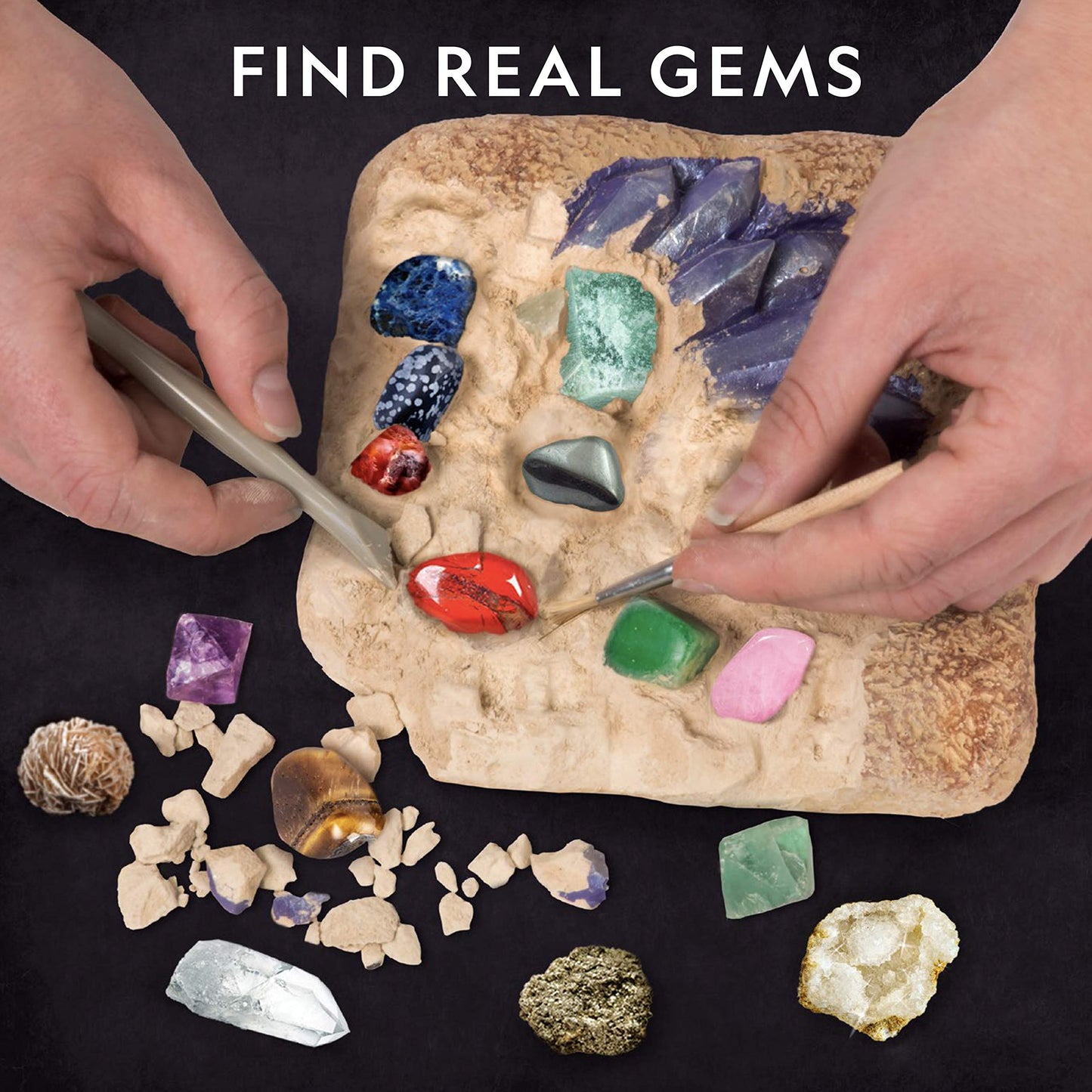 National Geographic Mega Gemstone Dig Kit - Dig Up 15 Real Gemstones And Crystals, Science Kit For Kids, Gem Digging Kit, Gift F