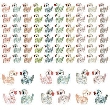 Kuanfine 60 Pcs Tiny Duck Figures Mini Resin Duck Luminous Miniature Ducks Bead for Garden Landscape Aquarium Decoration(Glitter