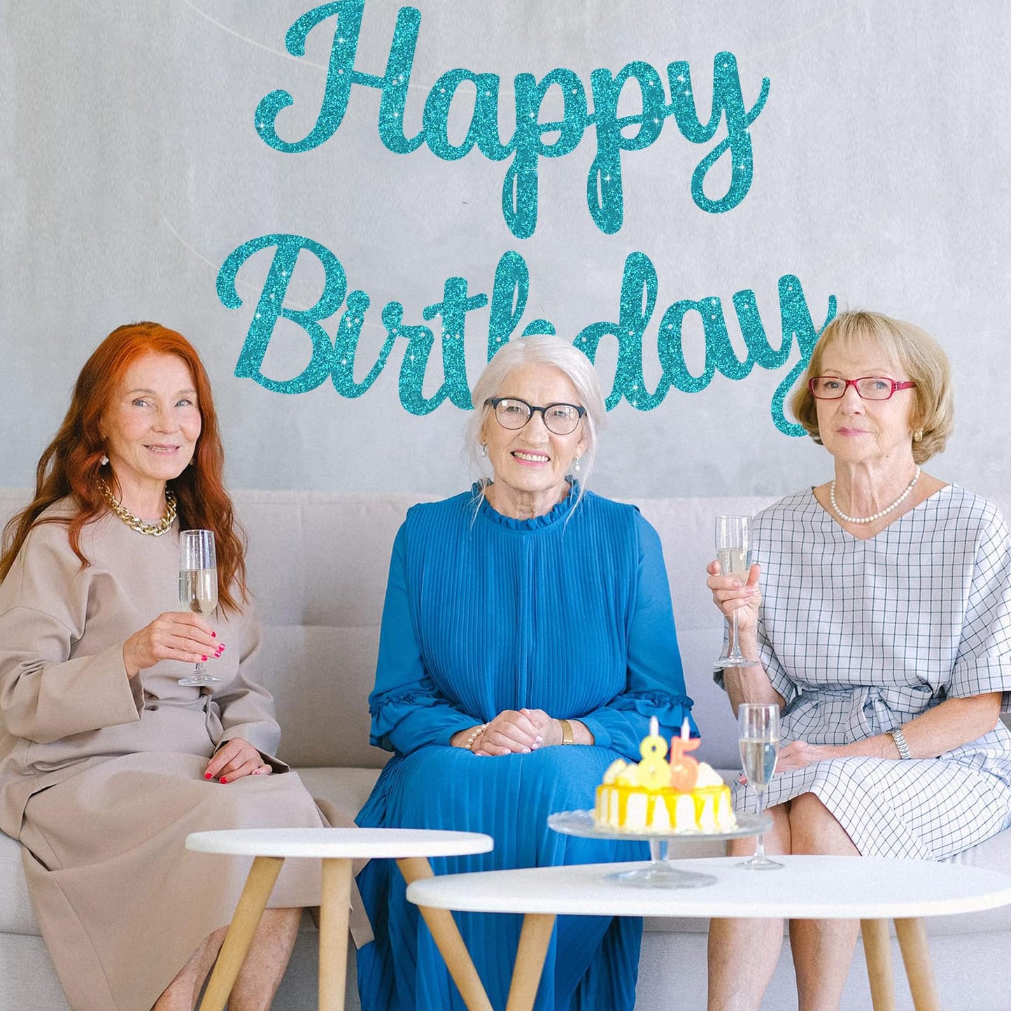 Beishida Light Blue Happy Birthday Banner - No Diy,10Feet,Pre-Strung-Glitter Happy Birthday Sign, Happy Birthday Garland,Happy B