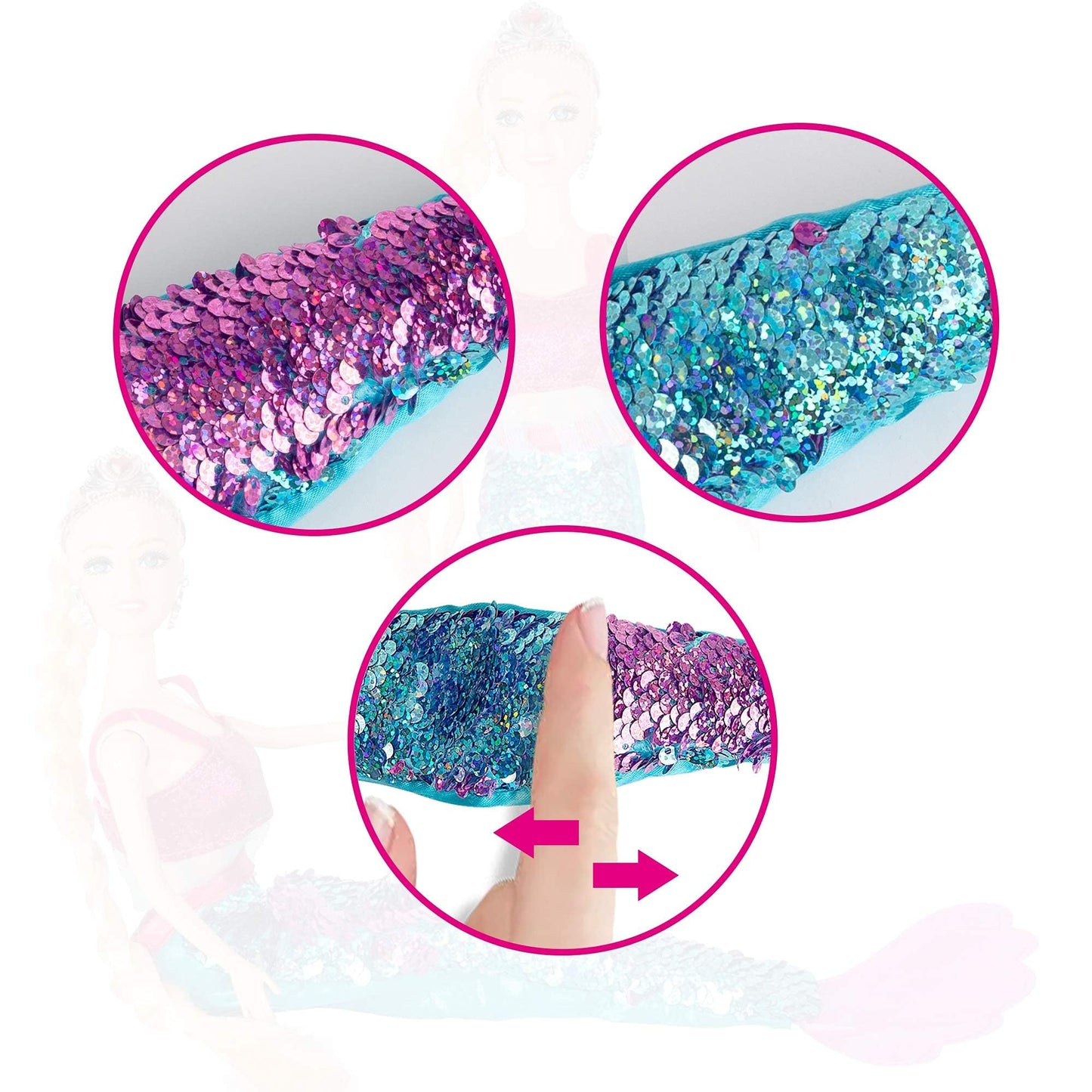 Yellow River Mermaid Princess Doll Playset, Color Changing Mermaid Tail By Reversing Squins, 12' Fashion Dress Doll With 3' Little Mermaid Dolphin And Accessories, Mermaid Gift For Girls