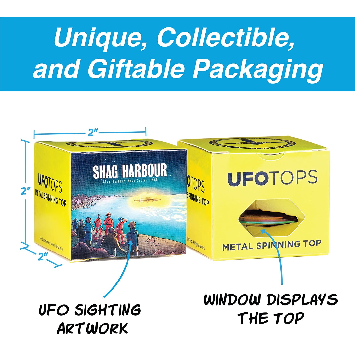 Plexity Labs Ufo Tops - Shag Harbour - Metal Spinning Top - Inspired By The 1967 Shag Harbour, Nova Scotia Ufo Incident - Psyche