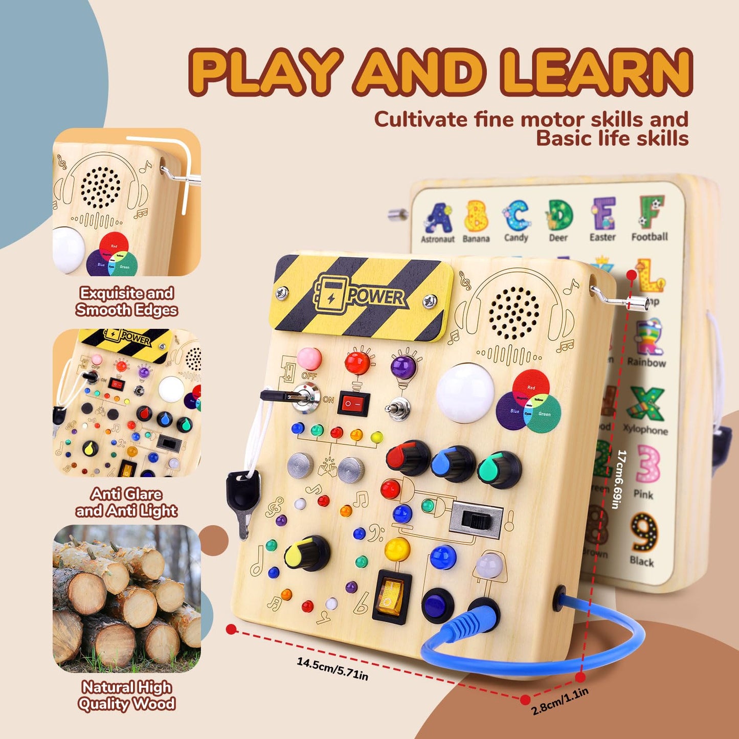 Sumsoltic Busy Board,Montessori Toys for 1-3 Year Old Boys & Girls,Travel Educational Learning Activities for Toddlers,Sensory T