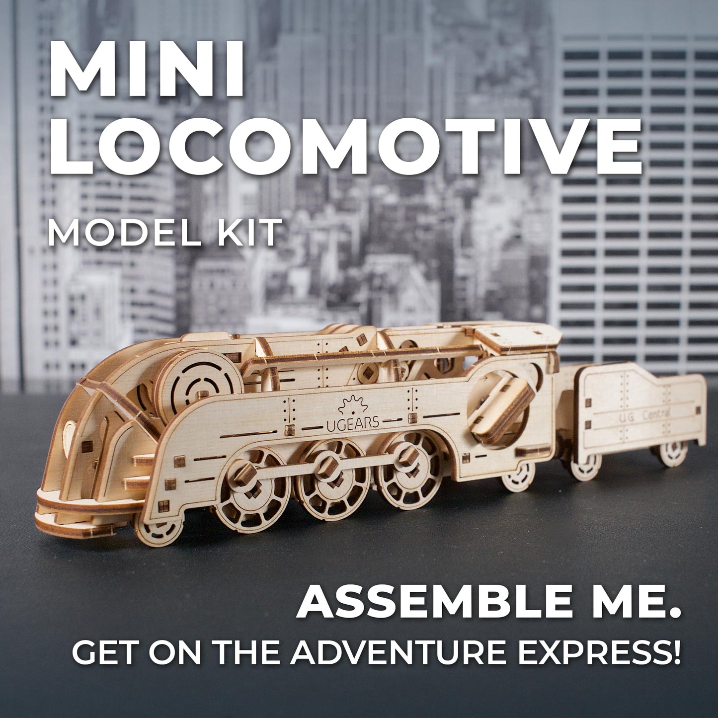 Ugears Wooden 3D Puzzles For Adults - Mini Locomotive Wood Models For Adults To Build - Easy Diy Crafts For Adults Wooden Train Model Kit - Rubber Band-Powered Mechanical Puzzles For Adults - 172 Pcs