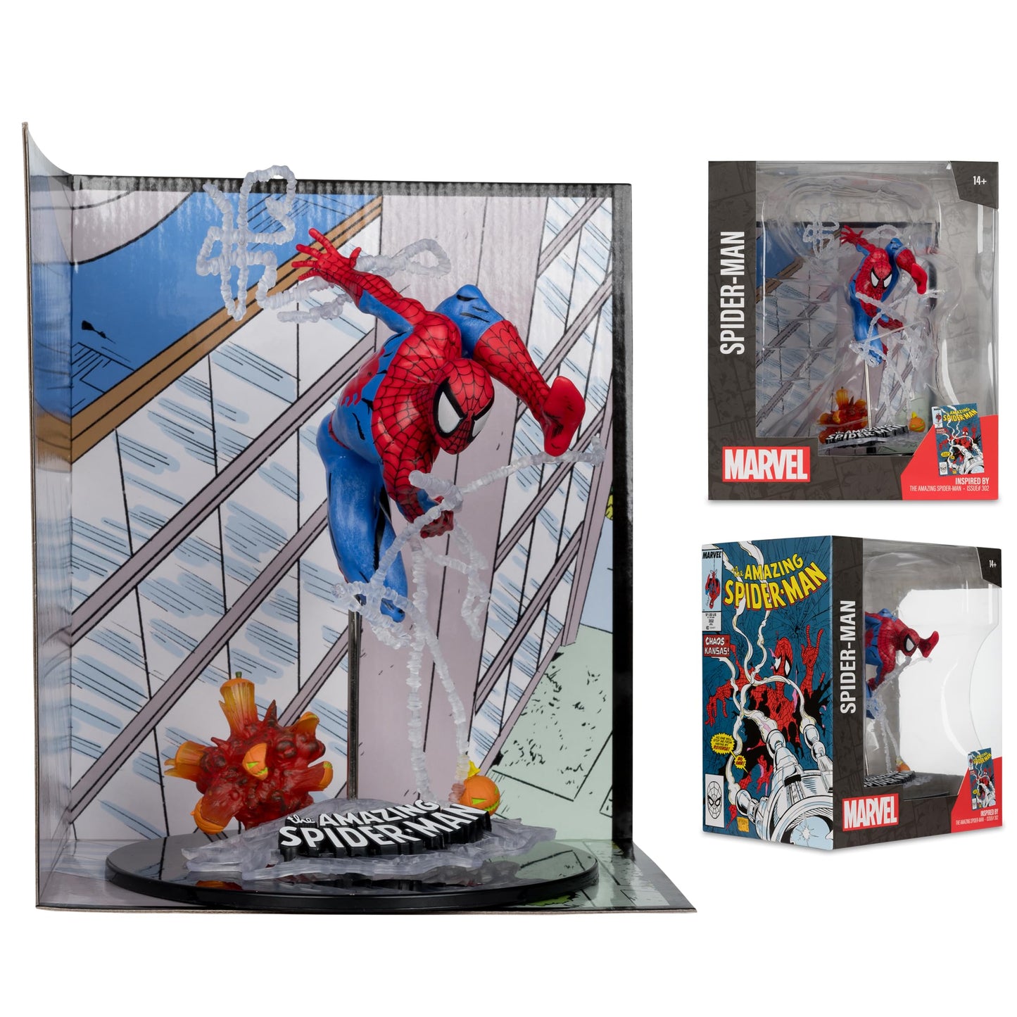 Mcfarlane Toys - Marvel Spider-Man 1:10Th Scale Collectible With Scene (The Amazing Spider-Man #302)