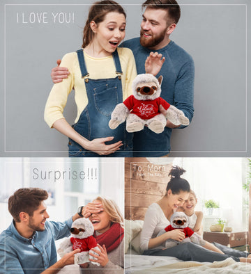 Dollibu I Love You Valentine Plush Sloth - Cute Soft Cuddly Stuffed Animal With Red Heart Shirt For Valentines Day, Birthday Pre