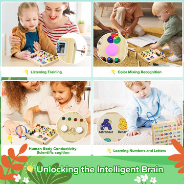 Sumsoltic Toddler Busy Board,Montessori Toys For 1-3 Year Old Boys,Sensory Travel Toys,Preschool Learning Activities,Christmas &