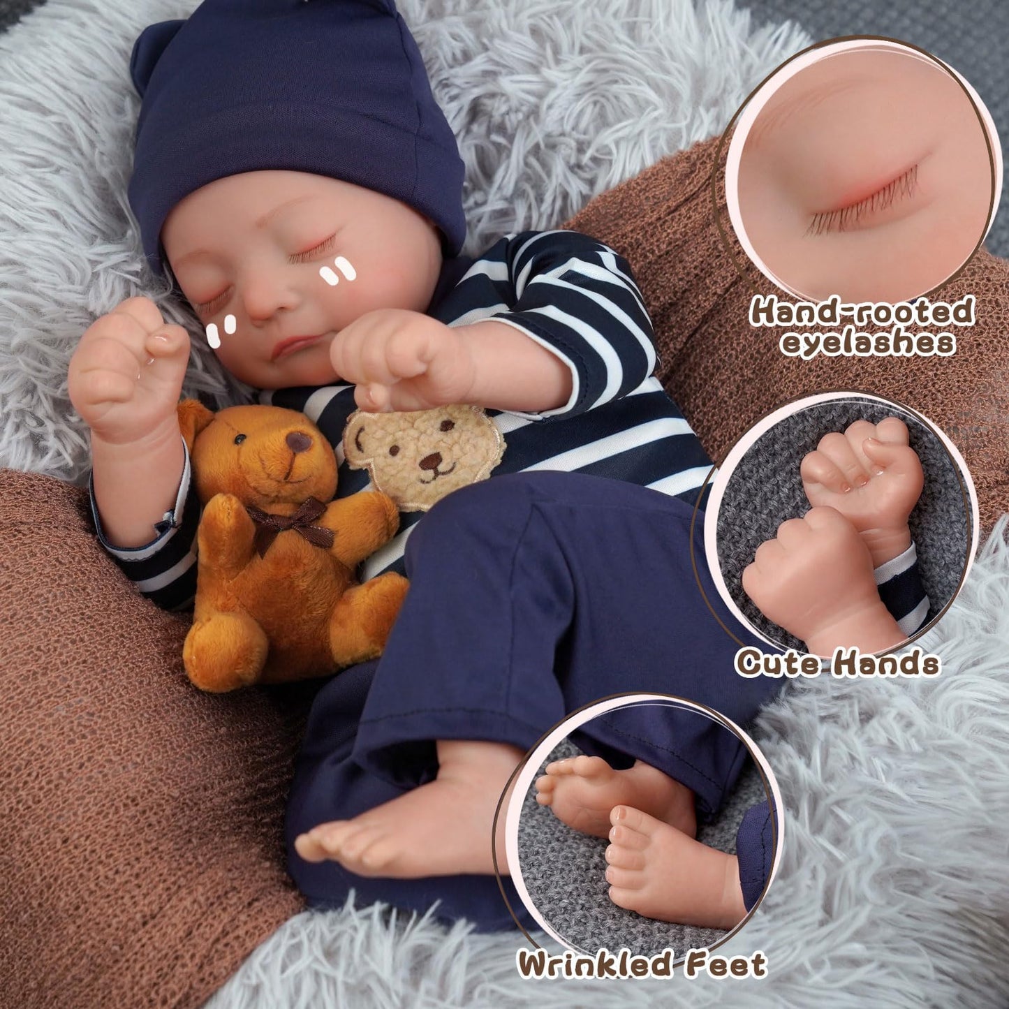 Babeside Realistic Baby Doll With Heartbeat - Kai, 17 Inch Handmade Reborn Baby Dolls Boy With Crying And Babbling Voice, Real B