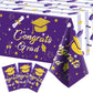 Graduation Tablecloth Party Decorations 2024, 3 Pack Purple Large Size 54''X108'' Congrats Grad Disposable Rectangle Table Cover