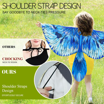 Irolewin Bird-Wings-Costume For Kids And Headband - Eagle-Parrot-Owl Dress-Up-Wings For Girls Boys Halloween-Party Favors (Black)