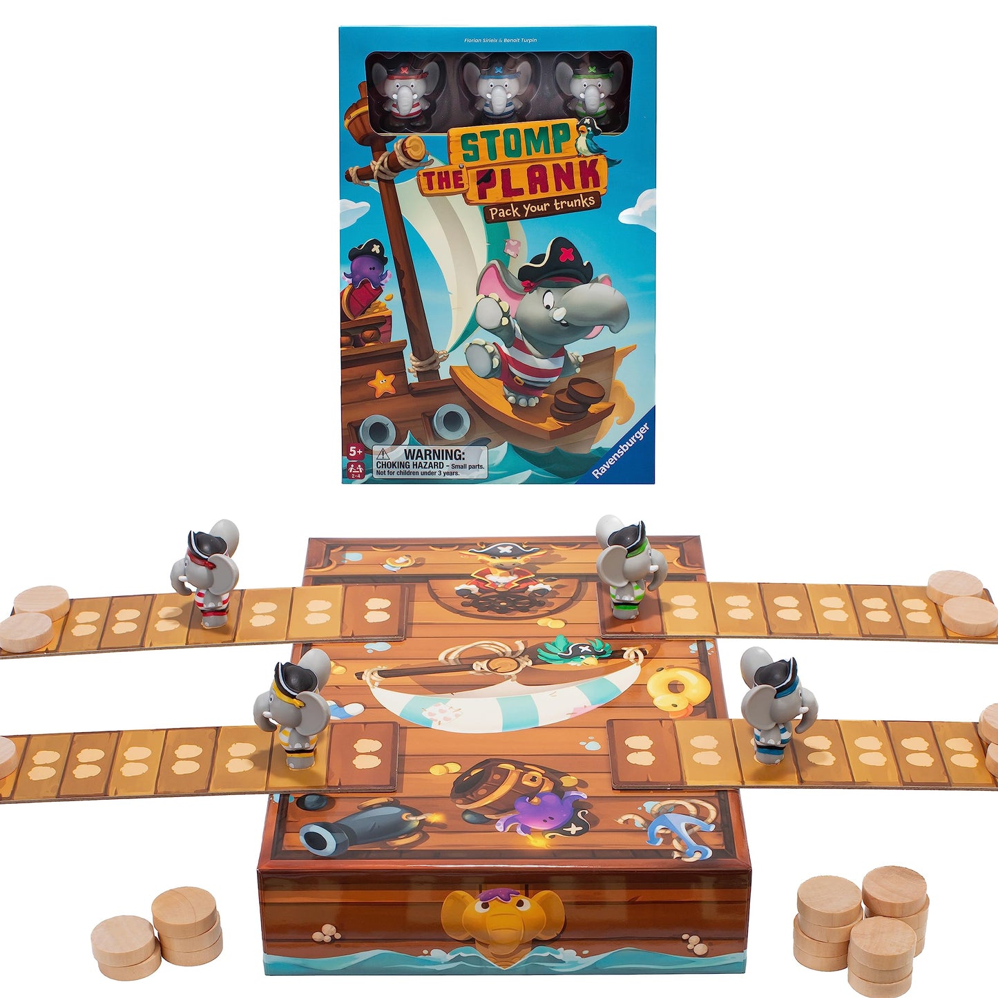 Ravensburger Stomp The Plank - Pirate Brain Game for Kids & Adults, Engaging Family Fun, Cardboard, Model 22375