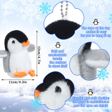 9 Pcs Mini Penguin Stuffed Plush Toys 4.3 Inch Cute Soft Small Penguin Ornament Hanging Animal Stuffed Toys For Keychain Bag Pendant Birthday Valentine Gift Party Favor(Cute Style)