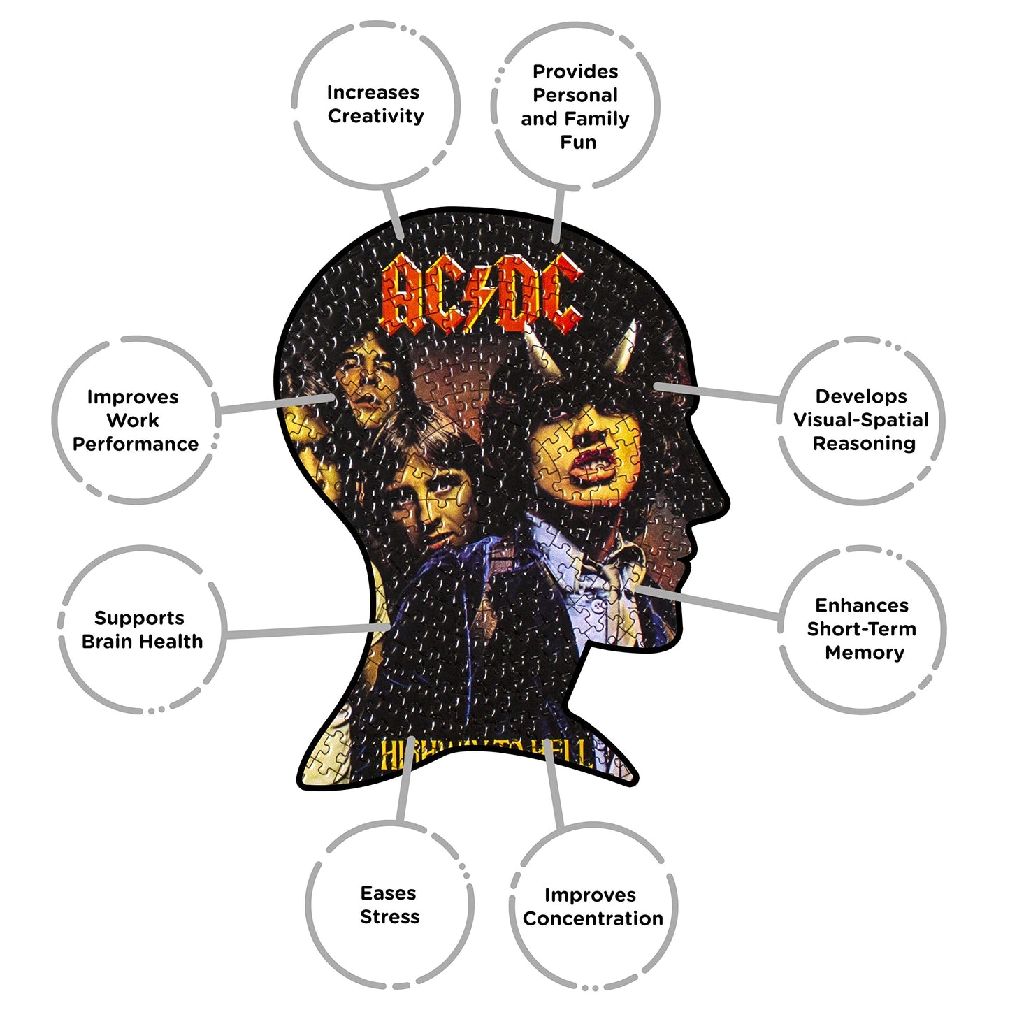 Aquarius Ac/Dc Highway To Hell Record Disc Puzzle (450 Piece Jigsaw Puzzle) - Officially Licensed Ac/Dc Merchandise & Collectibles - Glare Free - Precision Fit - 12 X 12 Inches