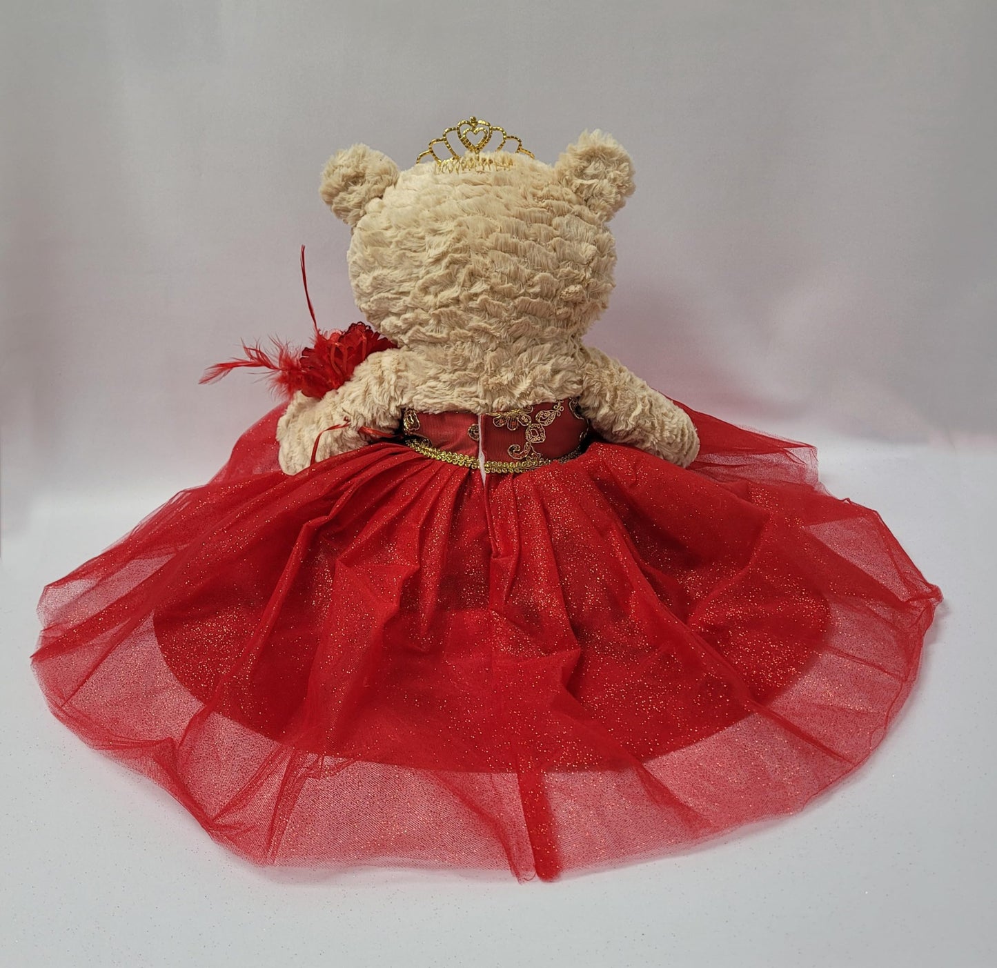 Kinnex Collections Since 1997 20' Quince Anos Quinceanera Last Doll Teddy Bear With Dress (Centerpiece) ~ B16632-14G (Red - Gold Trim)