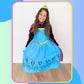 Cokos Box Girls Coronation Dress Costume Cape Gloves Tiara Crown Accessories Kids Set (Blue-Purple, 8 Years)