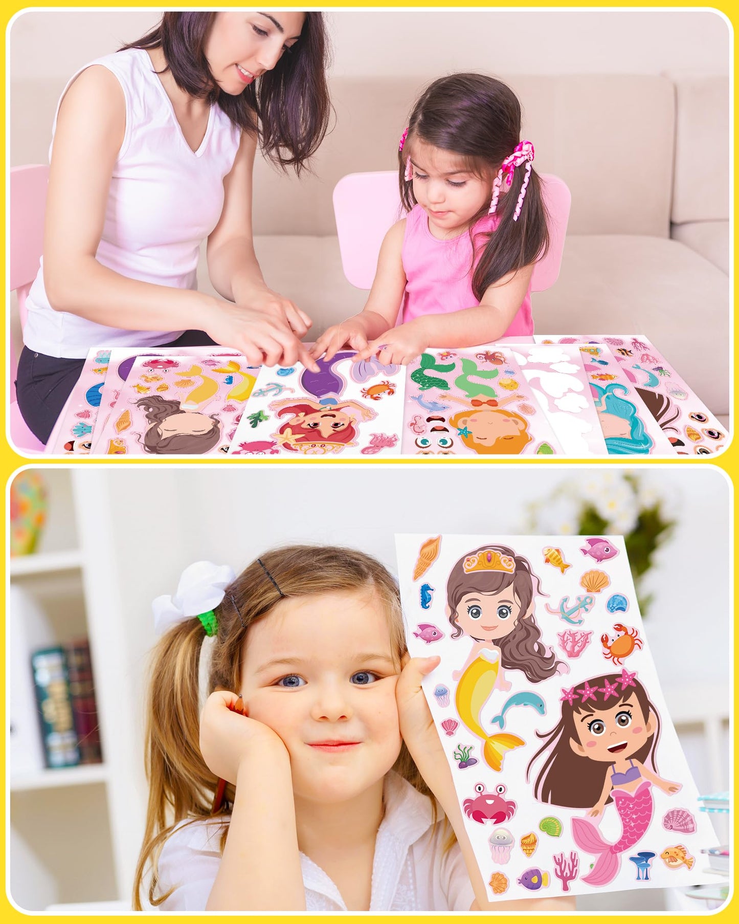 24 Pcs Make Your Own Mermaid Sticker Sheets For Kids With Mermaid Face Stickers For Kids Crafts Activities Gift Bag Stuffers Bir