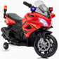 Outfunny Kids Motorcycle, 6V Electric Motorcycle For Kids With Detachable Training Wheels, Realistic Music, Headlights, Police L