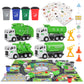 FIVEDAOGANG Small Garbage Truck Toy, 4 pcs Friction Powered Trash Truck Toys with Kids Playmat Car Rug, 8 pcs Roadblock Signpost