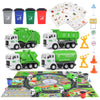 FIVEDAOGANG Small Garbage Truck Toy, 4 pcs Friction Powered Trash Truck Toys with Kids Playmat Car Rug, 8 pcs Roadblock Signpost