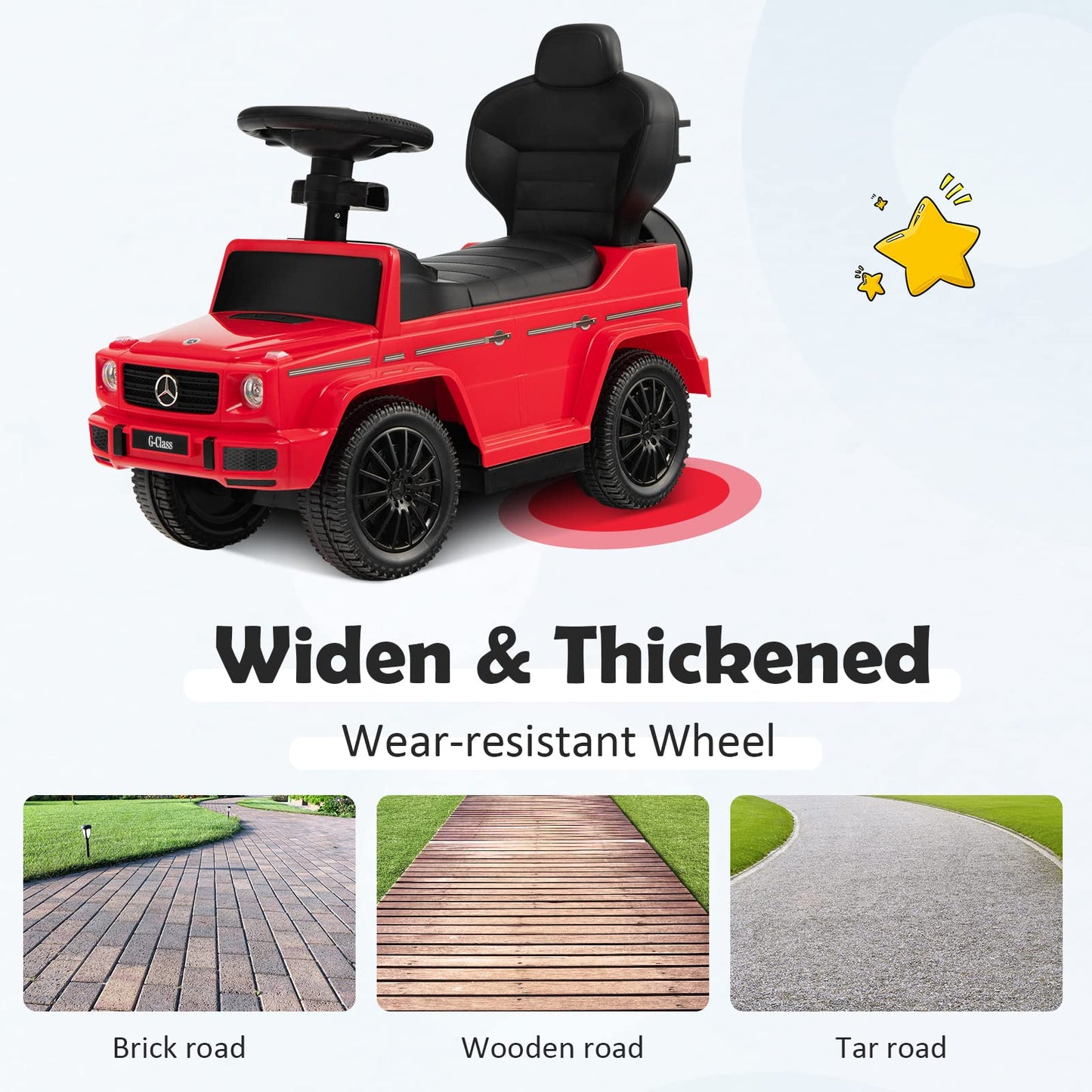 Honey Joy Push Cars For Toddlers, Mercedes Benz Kids Toy Car Stroller W/Push Handle & Detachable Guardrail, Horn & Engine Sound,