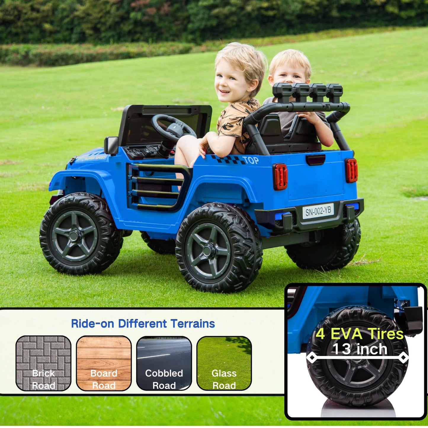 NEWQIDA 24V Ride on Toys for Big Kids Battery Powered Electric Vehicles 2 Seater Electric Car with Remote Control 4x4 Ride on Tr