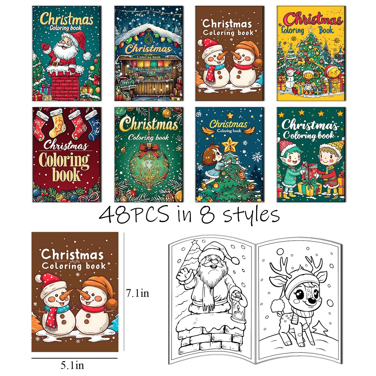 Enxhz 48 Pack Christmas Coloring Books for Kids Girls Boys, Bulk Coloring Books Xmas Holiday Party Favors Gifts, Xmas Stockings